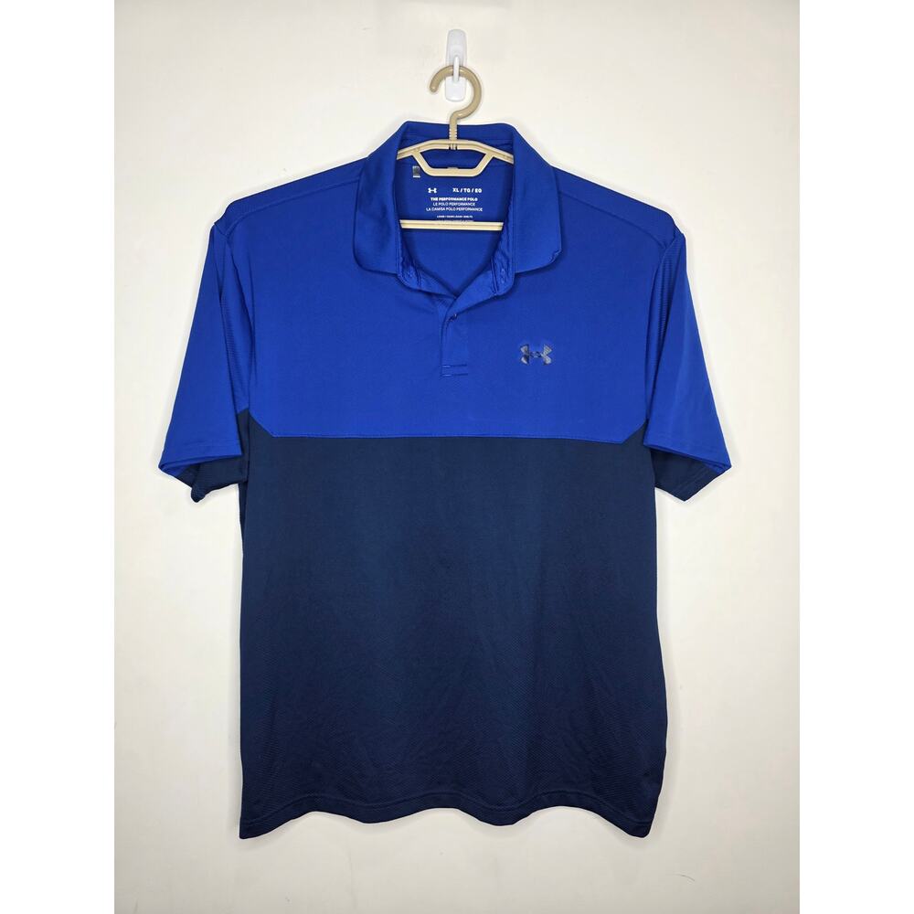 Under Armour blue colorblock short sleeve polo shirt - XL